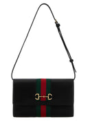 Gucci Black Leather Gucci Horsebit Web Wallet