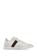 Gucci White Leather Stretch Sneakers