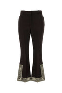 Pantaloni svasati Burberry in misto lana color cioccolato