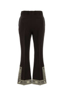Pantaloni svasati Burberry in misto lana color cioccolato