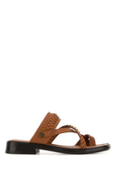 Pantofole infradito in pelle caramello Burberry