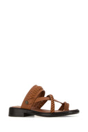 Pantofole infradito in pelle caramello Burberry