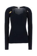 Top in misto cashmere blu notte di Bottega Veneta