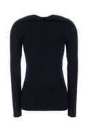 Top in misto cashmere blu notte di Bottega Veneta