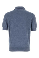 Brunello Cucinelli Air Force Blue Linen Blend Polo Shirt