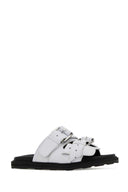 Moschino White Leather Slippers