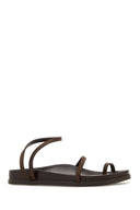 Ancient Greek Brown Satin Eleftheria Thong Sandals