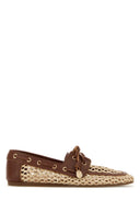 Ancient Greek Two Tone Raffia And Leather Pliaria Loafers
