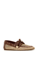 Ancient Greek Two Tone Raffia And Leather Pliaria Loafers