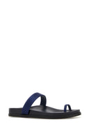 Ancient Greek Dark Blue Satin Thalia Thong Slippers