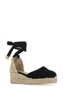 Castaner Black Canvas Carina Wedges
