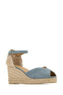 Castaner Light Blue Canvas Bianca Wedges
