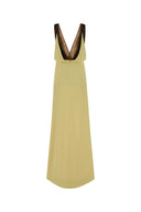Costarellos Pastel Yellow Crepe Janessa Long Dress