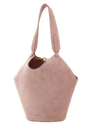 Khaite Pink Suede Mini Lotus Shoulder Bag