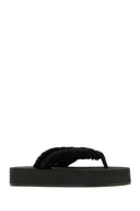 Balenciaga Black Satin Jet Leg Thong Slippers