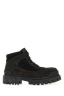 Balenciaga Slate Suede And Canvas Combat Ankle Boots
