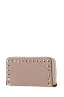 Valentino Garavani Antiqued Pink Leather Rockstud Wallet