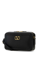 Valentino Garavani Black Leather V Logo Crossbody Bag