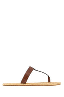 Saint Laurent Brown Leather Babylone Thong Slippers