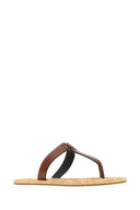 Saint Laurent Brown Leather Babylone Thong Slippers