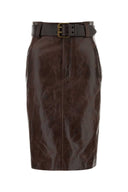 Saint Laurent Brown Leather Skirt