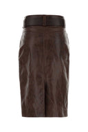 Saint Laurent Brown Leather Skirt