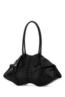 Alexander Mcqueen Black Leather Manta Shoulder Bag