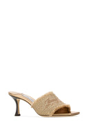 Jimmy Choo Gold Fabric Alexia 70 Mules