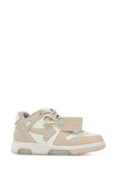 Off White Two Tone Leather Out Of Office Sneakers