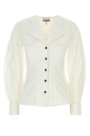 Ganni White Stretch Cotton Shirt