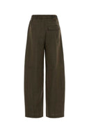 Ganni Mud Wool Wide Leg Pant