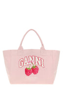 Ganni Pink Canvas Medium Trapeze Shopping Bag