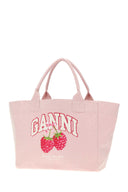 Ganni Pink Canvas Medium Trapeze Shopping Bag