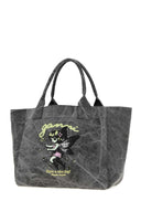 Ganni Dark Grey Canvas Medium Trapeze Shopping Bag