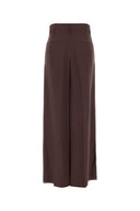 Brunello Cucinelli Aubergine Viscose Blend Wide Leg Pant