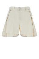 Sacai White Polyester And Denim Shorts