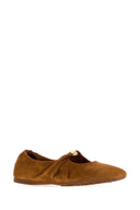 Loewe Caramel Suede Pebble Soft Ballerinas