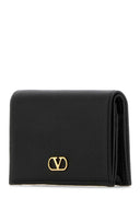 Valentino Garavani Black Leather V Logo Wallet