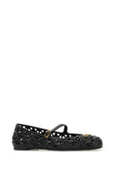 Valentino Garavani Black Rubber V Logo Signature Ballerinas