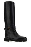 Valentino Garavani Signature-Stiefel aus schwarzem Leder mit V-Logo