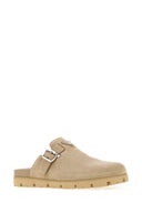 Prada Sand Suede Slippers