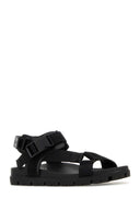 Prada Black Fabric Suede Sandals