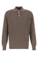 Brunello Cucinelli Mud Cotton Polo Shirt