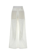 Brunello Cucinelli White Cotton Blend Wide Leg Pant