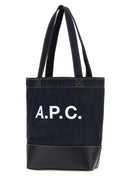 A.P.C. Dark Blue Denim And Leather Axelle Shopping Bag