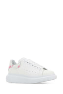 Alexander Mcqueen White Leather Sneakers With Printed Leather Heel