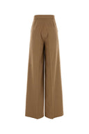 Max Mara Camel Flanel Filato broek met wijde pijpen