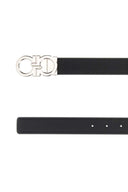 Salvatore Ferragamo Black Leather Reversible Belt
