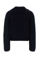 Salvatore Ferragamo Navy Blue Wool Blend Cardigan