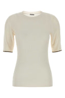 Brunello Cucinelli Ivory Cashmere Blend T-shirt